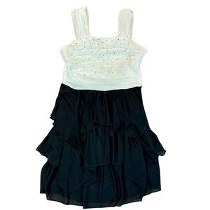 BCX Girl Black White Rhinestone Dressy Party Dress 12